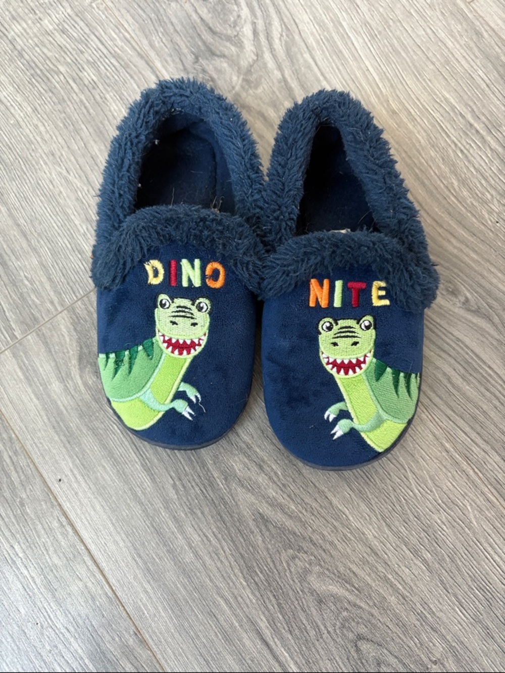 Wonder Nation Navy Dino Night Kids Slippers